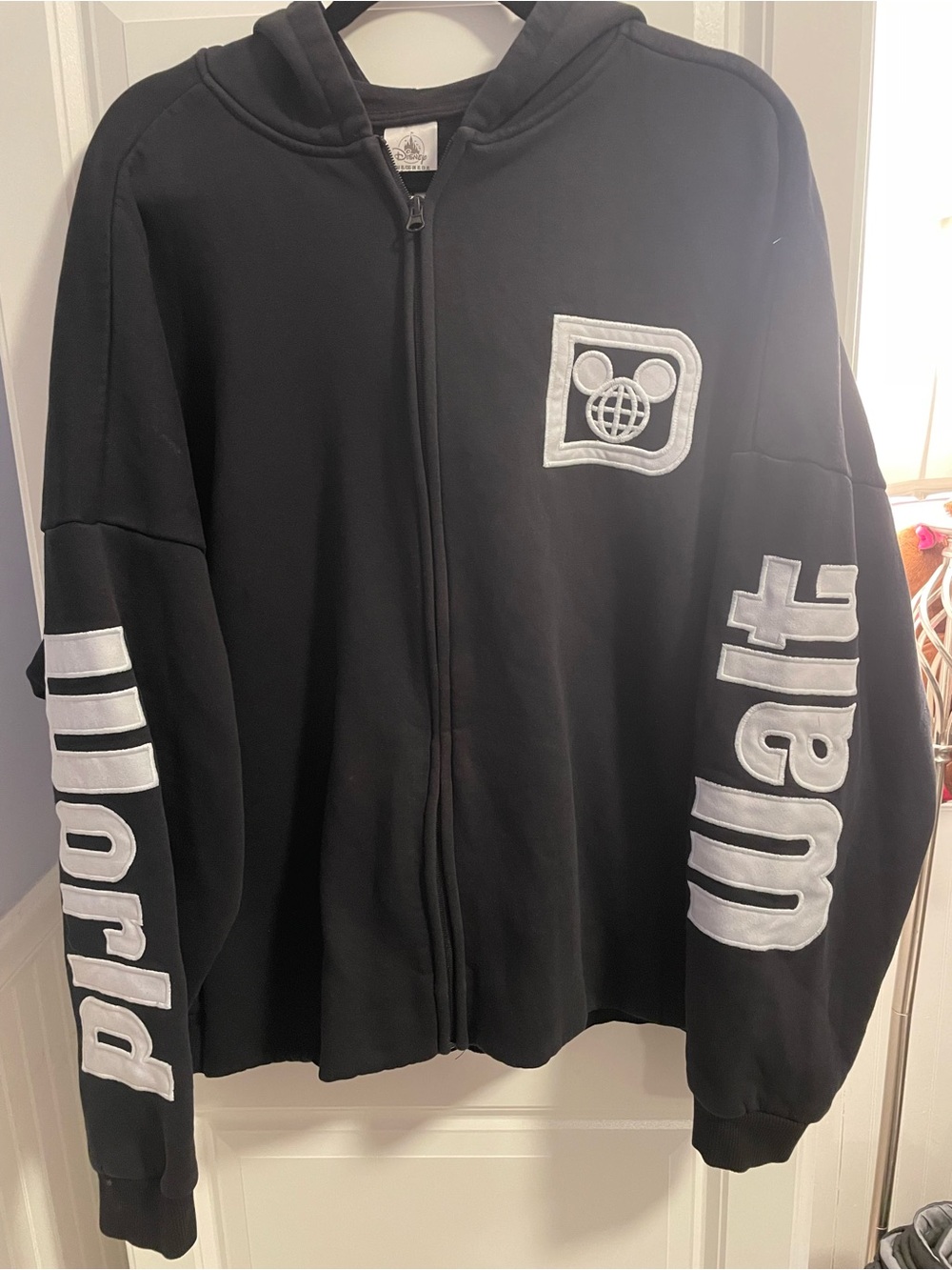 Disney Walt Disney World Authentic Original 1971 Black Zip Hoodie XL Mickey